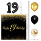 Happy 19Th Birthday Balloons Black Set Decor - Cheers To 19 Years Old Party Theme Garland Banner Backdrop Decorations For Women