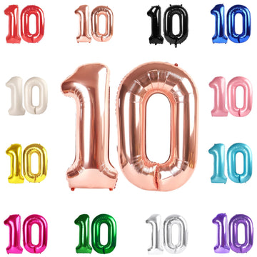 10 Balloon Number, Rose Gold Number 10Th Birthday Balloons 40 Inch, 10 Years Old Rose Gold Birthday Decorations For Boys Girls,
