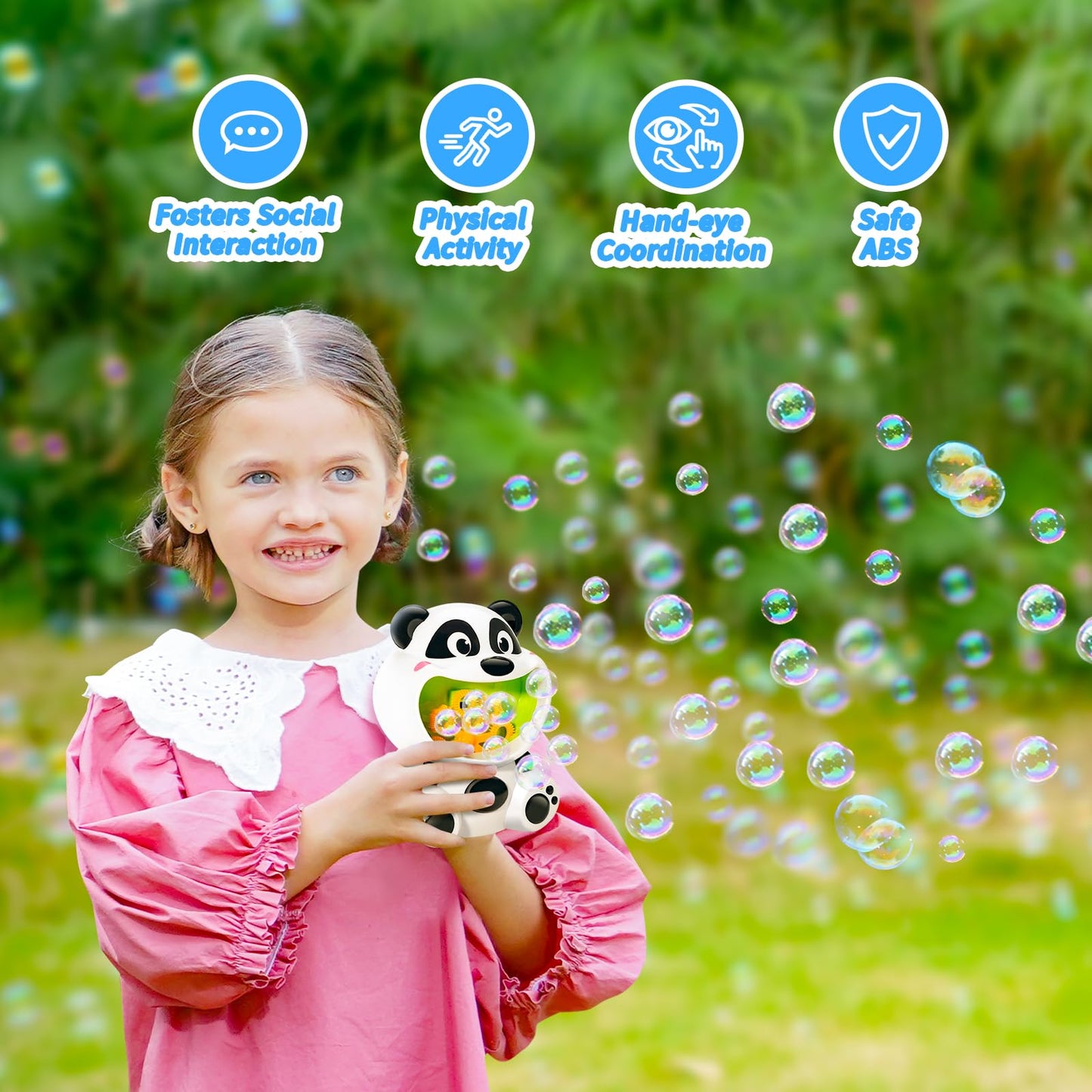 Panda Bubble Machine Toys For Toddlers 1-3 Kids Bubble Maker Blower With 4Oz Bubble Solution Ideal Outdoor Party Toys Gift For T