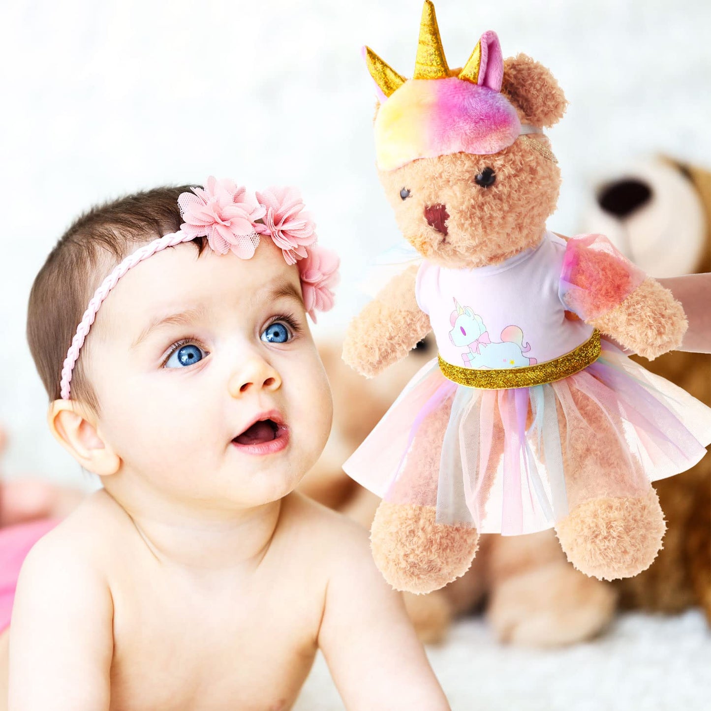 Set Of 2 Unicorn Skirt Teddy Bear Clothes Outfit Fits Most 14'' - 18'' Bear Plush Stuffed Animal Outfit Build A Bear Doll Clothe
