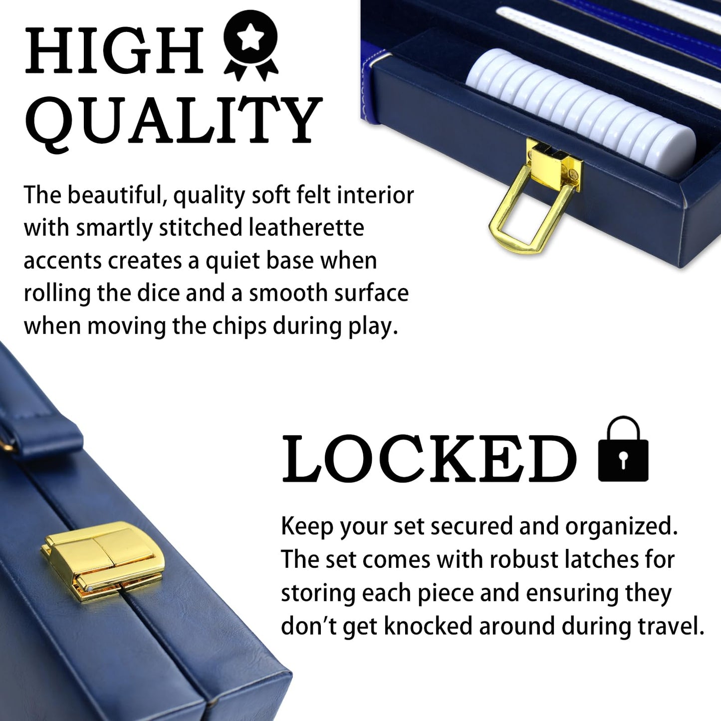 Backgn Sets for mature-themeds  15 inch Backgn Brown Sets Classic Board Game with enhanced Leather Case  Portable Travels Strategy Backgn Game Set for mature-themeds  Kids (Blue)