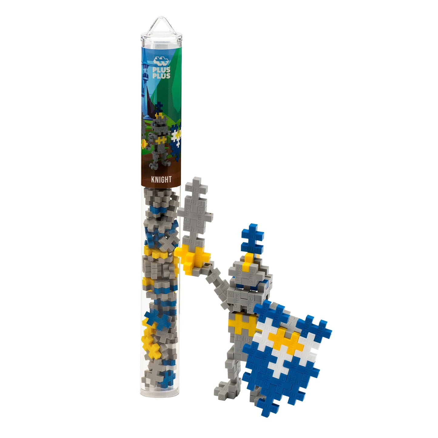 Plus Plus 3D Figure Building Block Set, Fun Stem Toys For Kids, 70 Interlocking Pieces - Knight Mini Maker Tube
