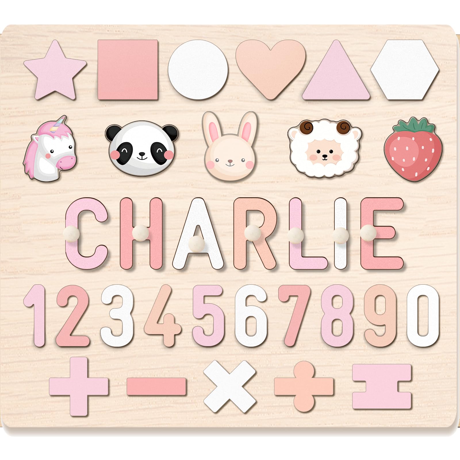 Custom Name Puzzle For Kids Personalized Wooden Puzzles For Toddlers 1-3 Engraved Text On Back, Personalized Baptism Gifts For G
