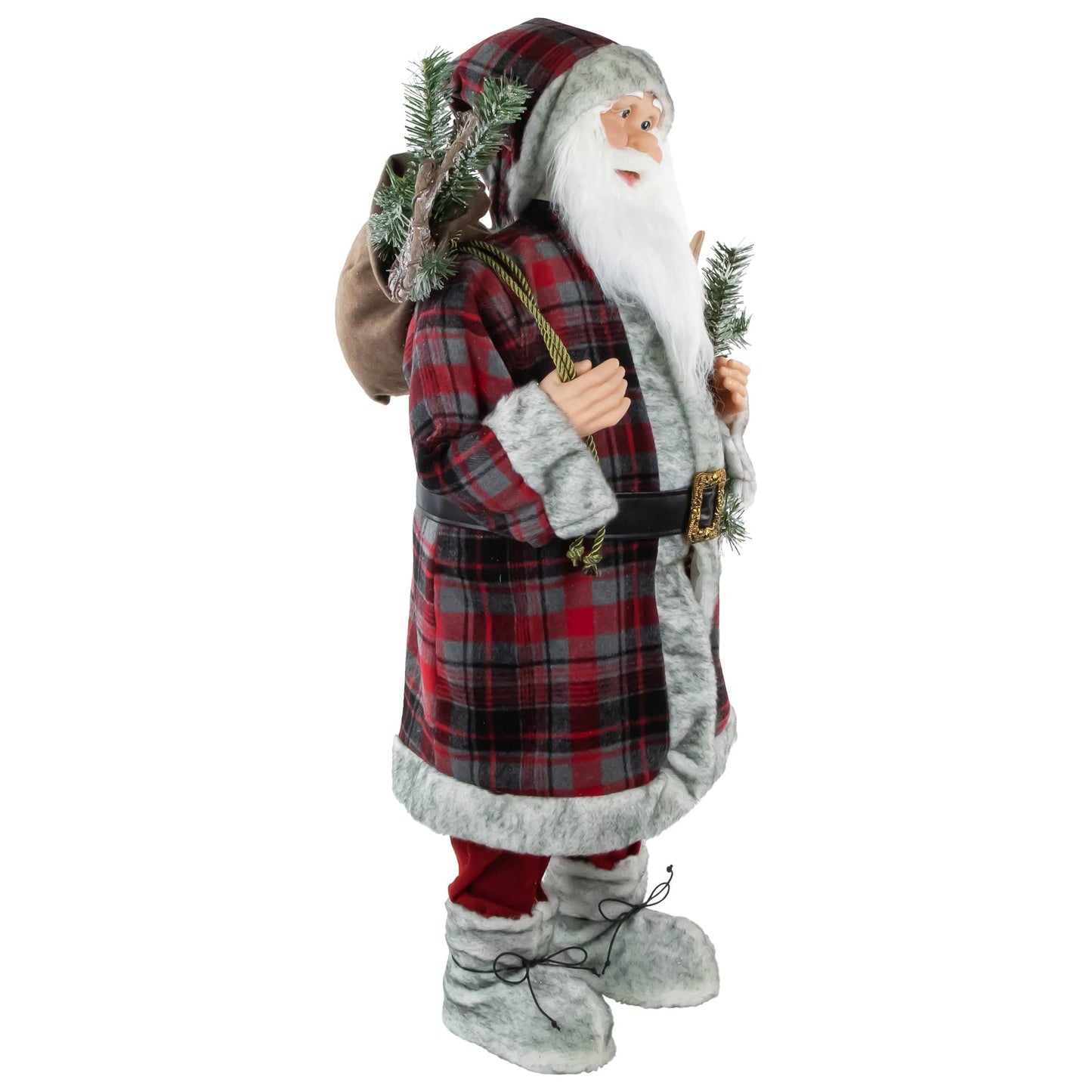 Northlight Alpine Chic Standing Santa Claus with Frosted Pine Snowshoes and Skis Christmas Figure, 3