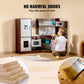 VEVOR Corner Wooden Play Kitchen, Toy Set with Lights and Sounds, Toddler Kitchen with Ice Maker, Oven, Sink, Clock, Microwaves,