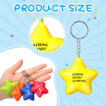 Zomiboo 20 Pcs Motivational Stress Balls Bulk Keychain Foam Star With Relief Quotes Employee Appreciation Gift For Relieve Anger