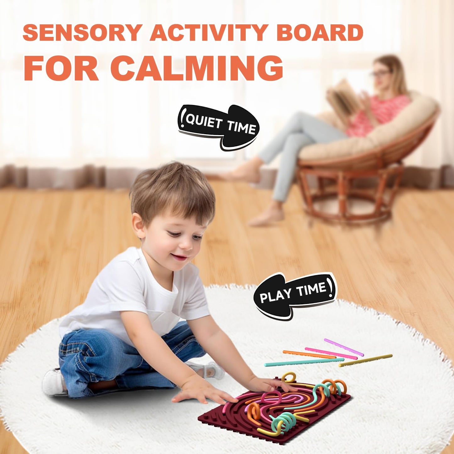 Sensory Fidget Toys For Kids,Silicone Sensory Activity Board For Stress, Anxiety, Adhd & Autism, Soft Worry Toys For Calm Down C