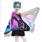 Kids Butterfly Wings Costume Girls Fairy-Wings Toddler Dress Up Play Costumes Butterfly Hair Clip Mask Party Favors (Purple Gree