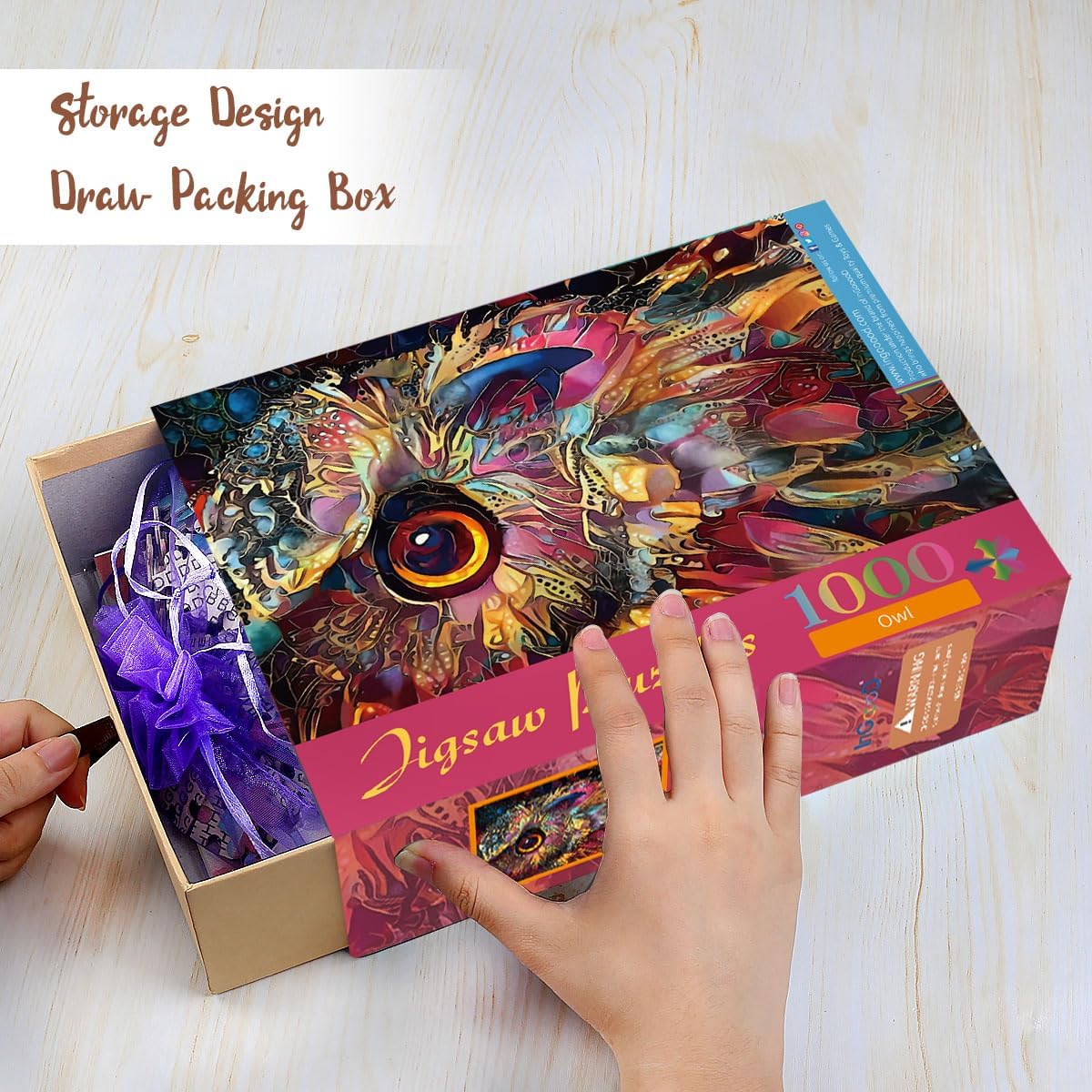 Ingooood Jigsaw Puzzle 1000 Pieces-Sneak Peek Series - Owl - Entertainment Toys for mature-themed Special Graduation or Birthday Gift Home Decor