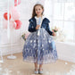 Luzlen Girls Elsa Costume Snow Princess Dress Up Blue Halloween Party Cosplay Outfits With Accessories, 4-5T(Tag 120)