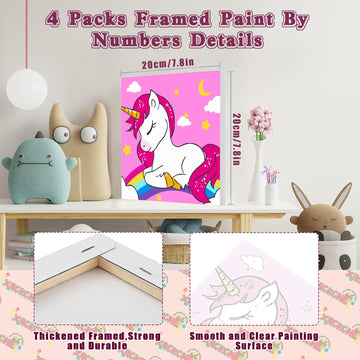 Xackcme 4 Pack Cartoon Paint By Number For Kids With Wooden Frame-Cartoon Paint By Numbers For Kids Ages 4-8-12,Easy Paint With