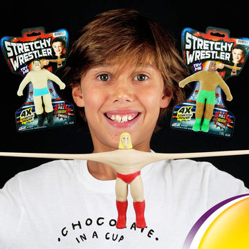 Ja-Ru Super Stretchy Wrestlers (6 Toys) Classic Retro Squishy Action Figure For Kids, Boys Toys. Strong Man Stretch & Pull Stress Relief Fidget Toy. Party Favors. 4307-6S