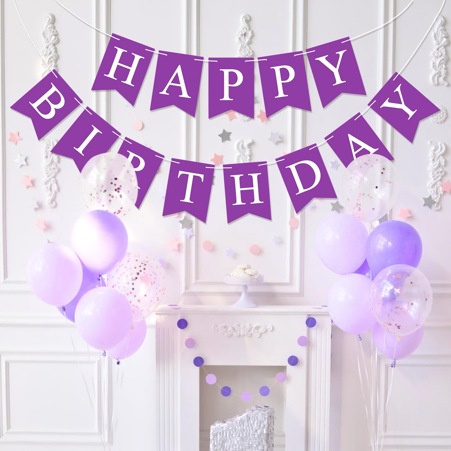 Waenerec Purple Happy Birthday Banner Sign Happy Birthday Bunting Banner Garland For Kids Girl Woman Birthday Tea Party Decorations Bunting Flag Birthday Party Supplies