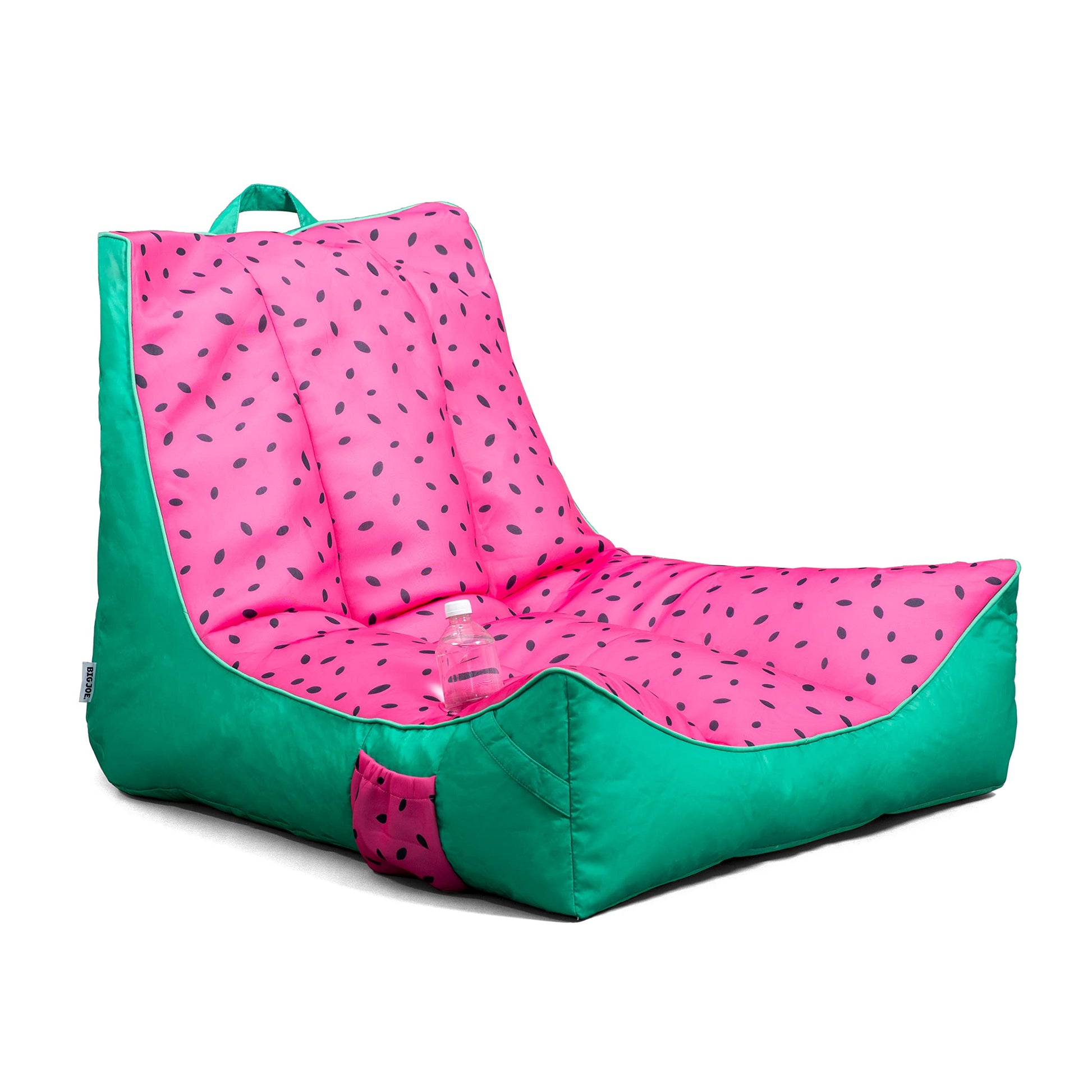 Big Joe Captain'S Float No Inflation Needed Pool Lounger With Drink Holder, Summer Melon Double Sided Mesh, Quick Draining Fabric, 3 Feet