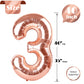 Rose Gold 3 Balloon, Number Balloons 40 Inch, 3Rd Birthday Decorations For Kids Girls Boys, Men Women Party Supplies For Party D