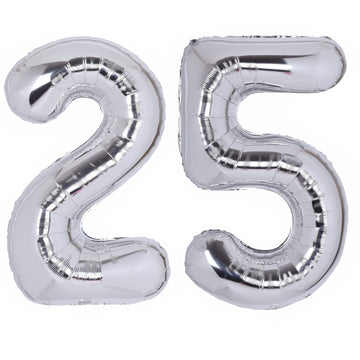 40 Inch Number 25 Balloon Silver Jumbo Giant Big Large Number 25 Foil Mylar Silver Balloons 52Th Birthday Party Anniversary Deco
