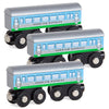Orbrium 3 Pcs Large Wooden Railway Express Coach Cars, Compatible with Thomas & Friends Push-Along The Tank Engine, Brio, Chuggi