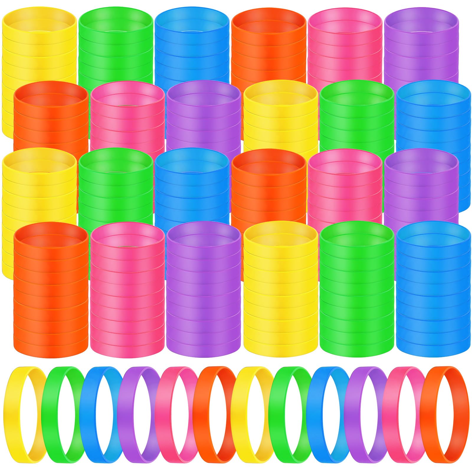 Libima 240 Pcs Neon Silicone Bracelet Bulk Color Wristband Rubber Bracelet for Valentines Day Party(0.47 Inch Width,Cute Color)