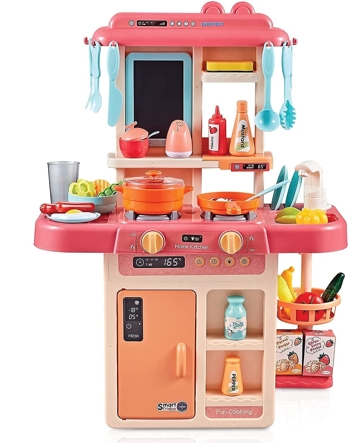 Toykido Kids Kitchen Set Toys  Pretend Play Cooking Set with Utensils, Pots & Food Accessories
