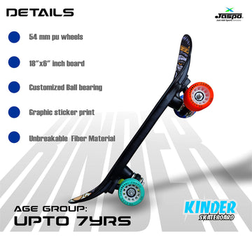 Jaspo Street Runner Junior 18 Inches Fiber Skateboard for Kids Upto 7 Years Age Group Recommended for Boys and Girls (Suitable f