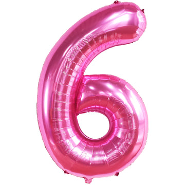 Katchon, Giant Hot Pink Number 6 Balloon - 40 Inch | 6Th Birthday Balloon For 6Th Birthday Decorations | 6 Balloons For Birthday | Six Balloon Number | 6 Year Old Balloon For 6 Year Decorations