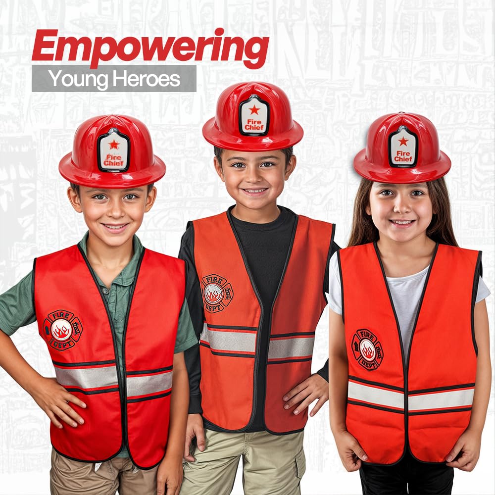 Tigerdoe Firefighter Party Hats and Vests - Kids Themed Costume and Supplies