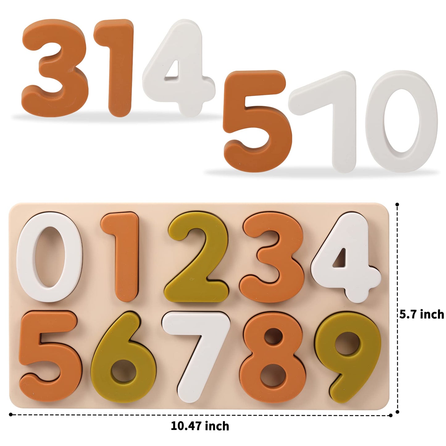 Toyhdayo Toddlers Number Silicone Puzzle Montessori Learning Number Toy Board For Baby & Toddler Puzzles Toys Toddler Gifts