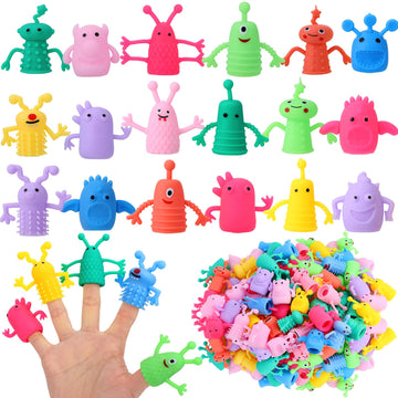 Booson 80 PCS Monster Finger Puppets - Soft Rubber, Multicolored, Stretchy Fidget Dolls for Kids' Role Playing & Party Favors