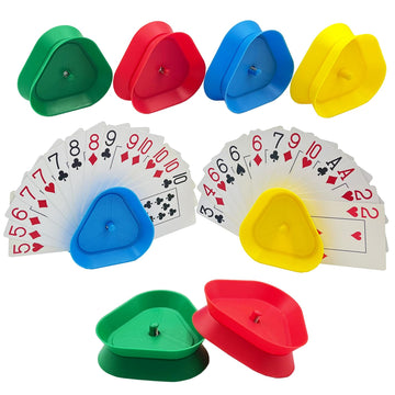 Seetooogames Playing Card Game Holders - Little Kids Hands Free Triangle Shaped Poker Tray - 8 Pieces