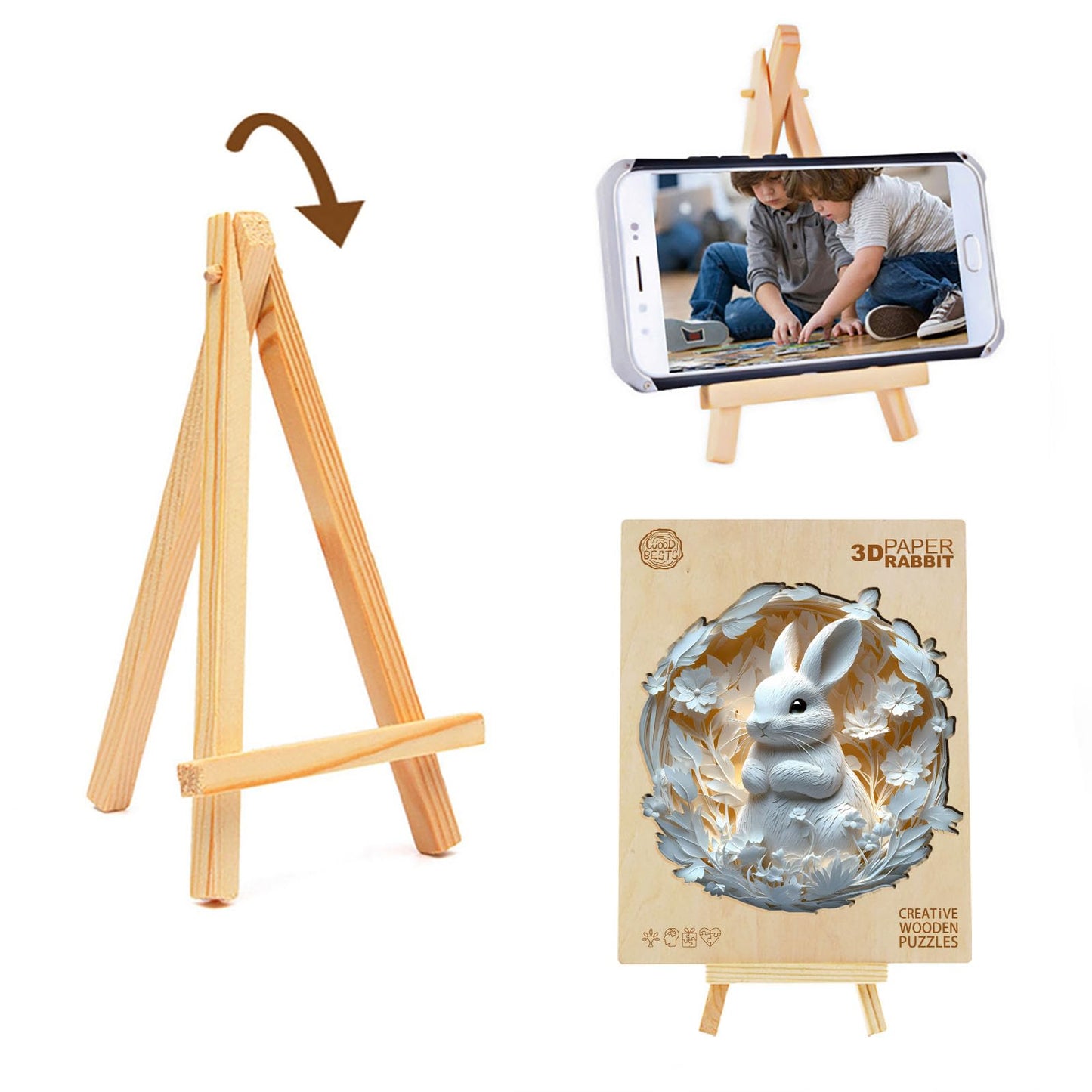 KAAYEE Wooden Puzzles for mature-themeds  3D Vision Effect Paper Rabbit Wooden Jigsaw Puzzles 200PCS Unique Shape Advanced Wood Puzzle mature-themed  3D Effect Flat Puzzle Birthday Gifts Family Game (M-11.4 * 11.1in)