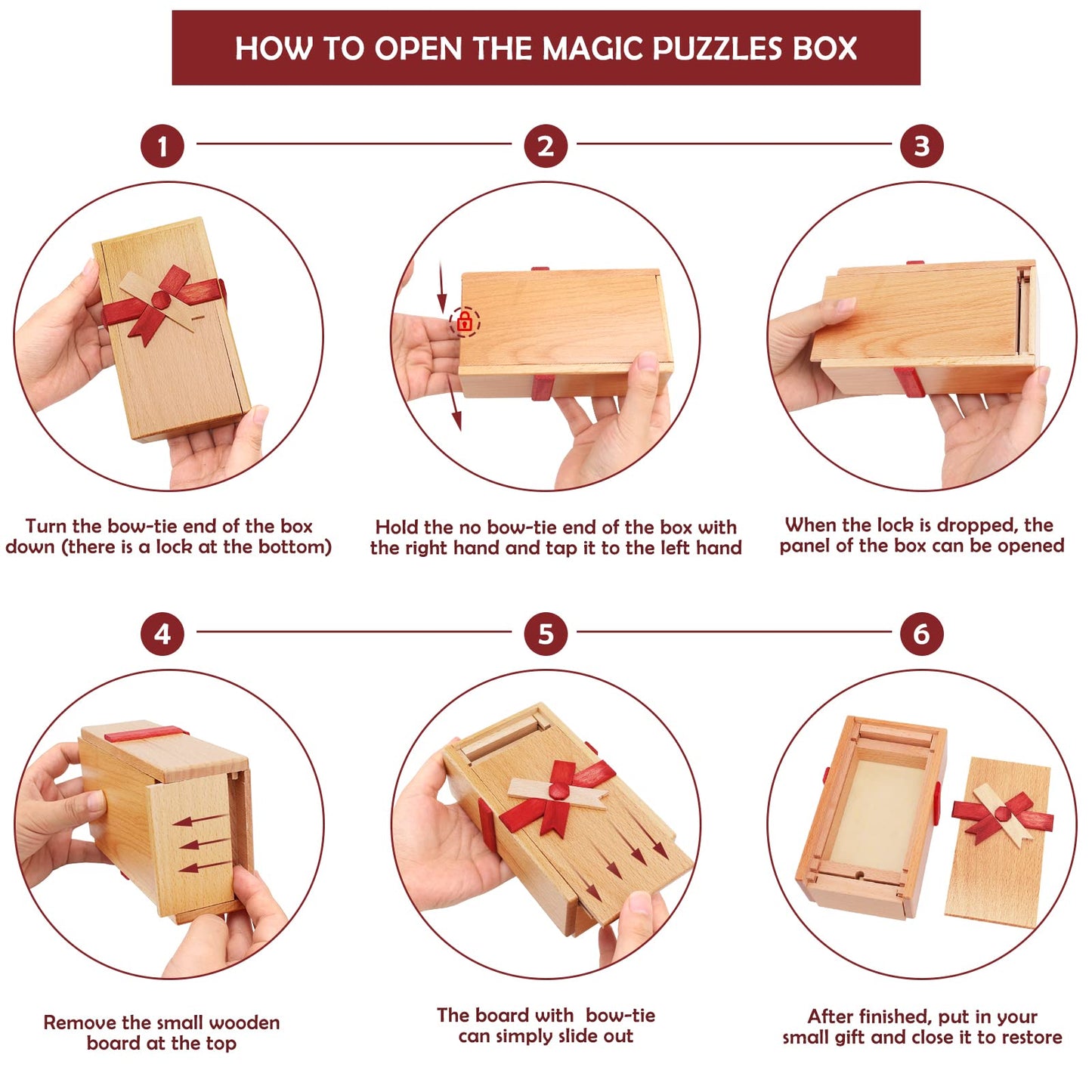 Eeocwf Puzzle Box With Hidden Compartment, Wooden Magic Trick Lock Boxes For Adults, Brain Teaser Game Mystery Surprise Gift Sec