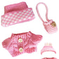 Doll Outfit Clothes Set for 17cm Dolls  enhanced Fashion Hat Overalls Sweater Bag Dress Jumpsuit for Dolls Accessories (NO Doll) (Pink Sweater)