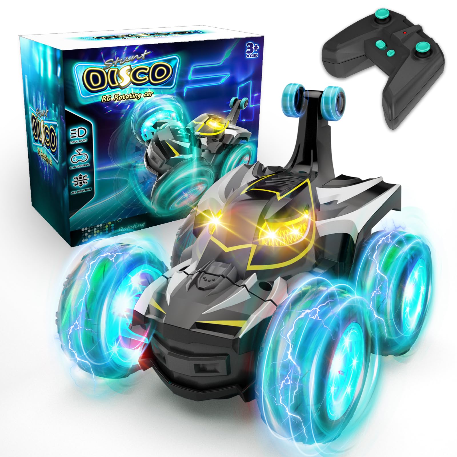 Rc Stunt Cars Rechargeable Remote Control Car For Boys Xmas Birthday Gifts Kids Toys For Boys & Girls Ages 3 To Up (Black)
