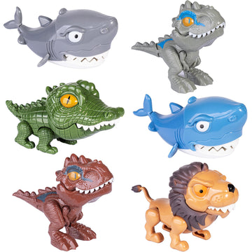 Biting Fingers Jurassic World Dinosaur Puppets, Action Figures Collectibles For 3-8 Boys Kids (6 Dinosaurs)