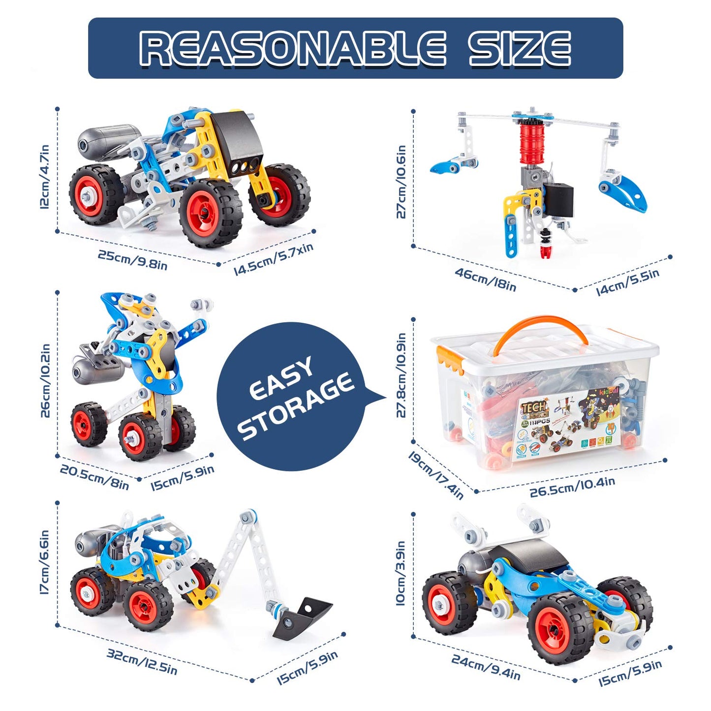 Erector Set For Boys 6-12, Building Toys For Kids Ages 4-8, 5 In 1 Stem Toys Ages 4-7 With Electric Power Motor, Construction To