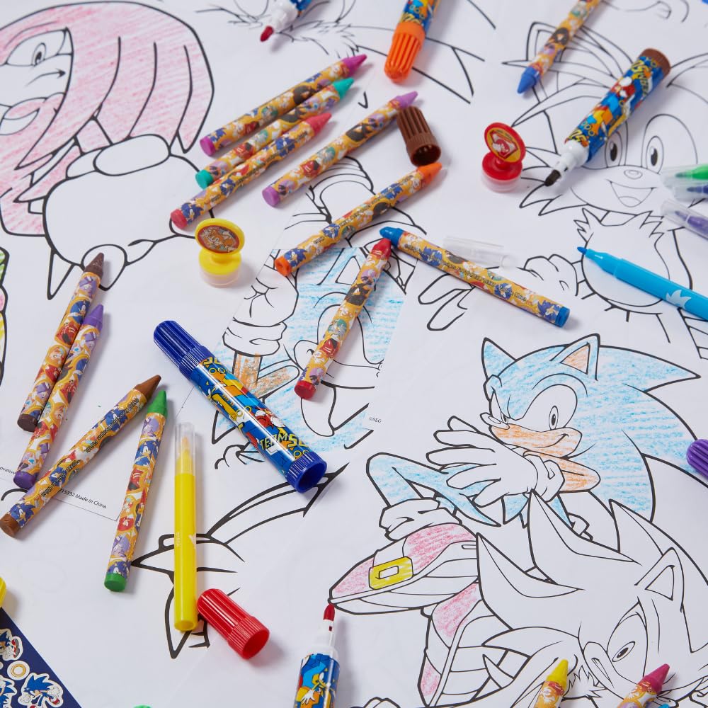 Innovative Designs Sonic The Hedgehog Coloring Art Set For Kids With Stickers And Stampers, 150+ Pieces