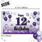 LASKYER Happy 12th Birthday Decorations - Purple Balloon Banner, Polyester, Model P-BH-12, Perfect for 12th Birthday Party Supplies