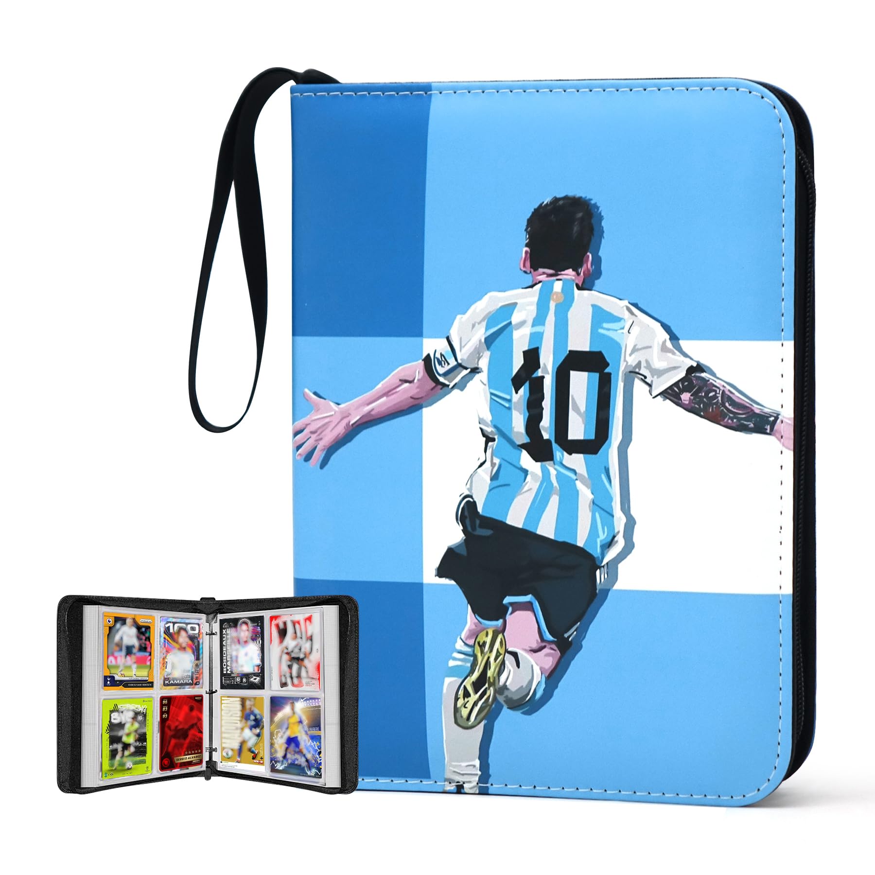 400 Pockets Soccer Card Binder for Soccer Trading Cards 2025-2026 Portable Waterproof Storage Bag with Removable Sleeves for Sports TCG Cards Collectors