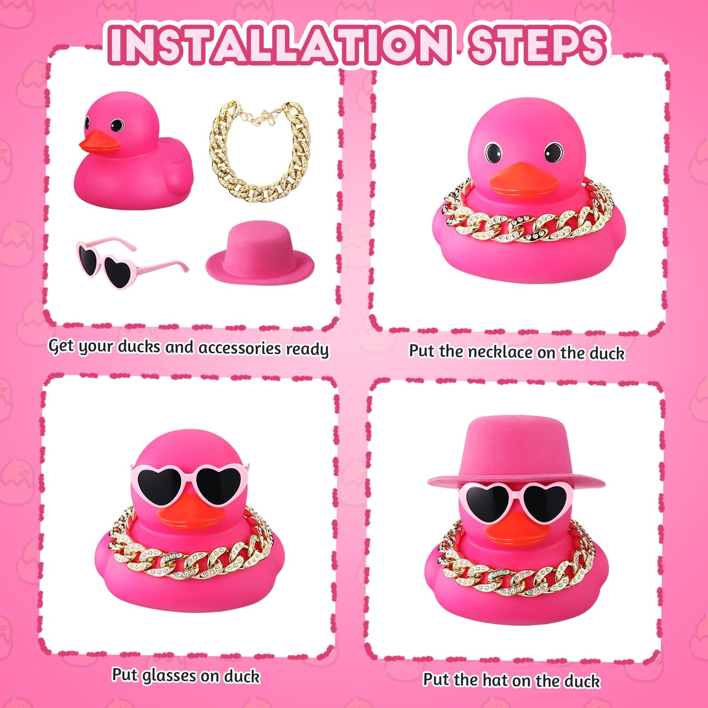 Honoson 6.89 Inches Giant Rubber Duck Funny Large Rubber Duck With Hat And Sunglasses Big Squeaky Duckling Car Ornaments Ducklin