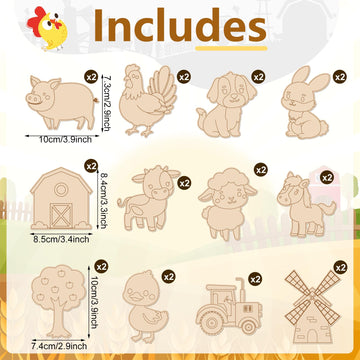 VioraWhite 24 Set Birthday Party Favor Craft Include 24 Pcs DIY Wooden Painting Art Kit 24 Pcs Bubble Wand 24 Gift Card Wood Col