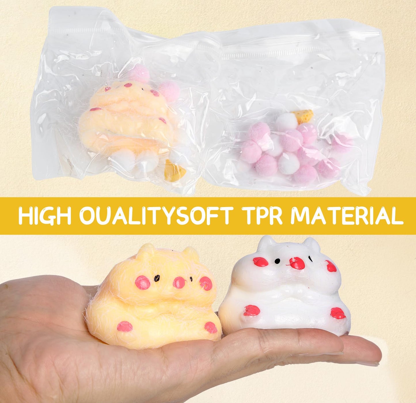 4 Pack Squishy Hamster Squishy Squeeze Toys, Cute Soft Cat Squishy Toys, Party Favors Fidget Toys Squishy Suitable Adults Kids,