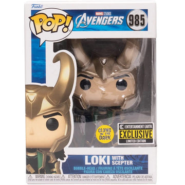 POP Marvel: Loki with Scepter (Glow in The Dark) Entertainment Earth limited availability Funko Vinyl Figure (Bundled with Compatible Box Protector Case) Multicolored 3.75 inches