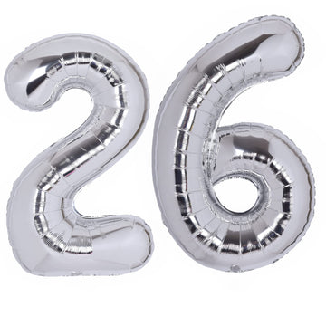 40 Inch Number 26 Balloon Silver Jumbo Giant Big Large Number 26 Foil Mylar Silver Balloons 62Th Birthday Party Anniversary Deco