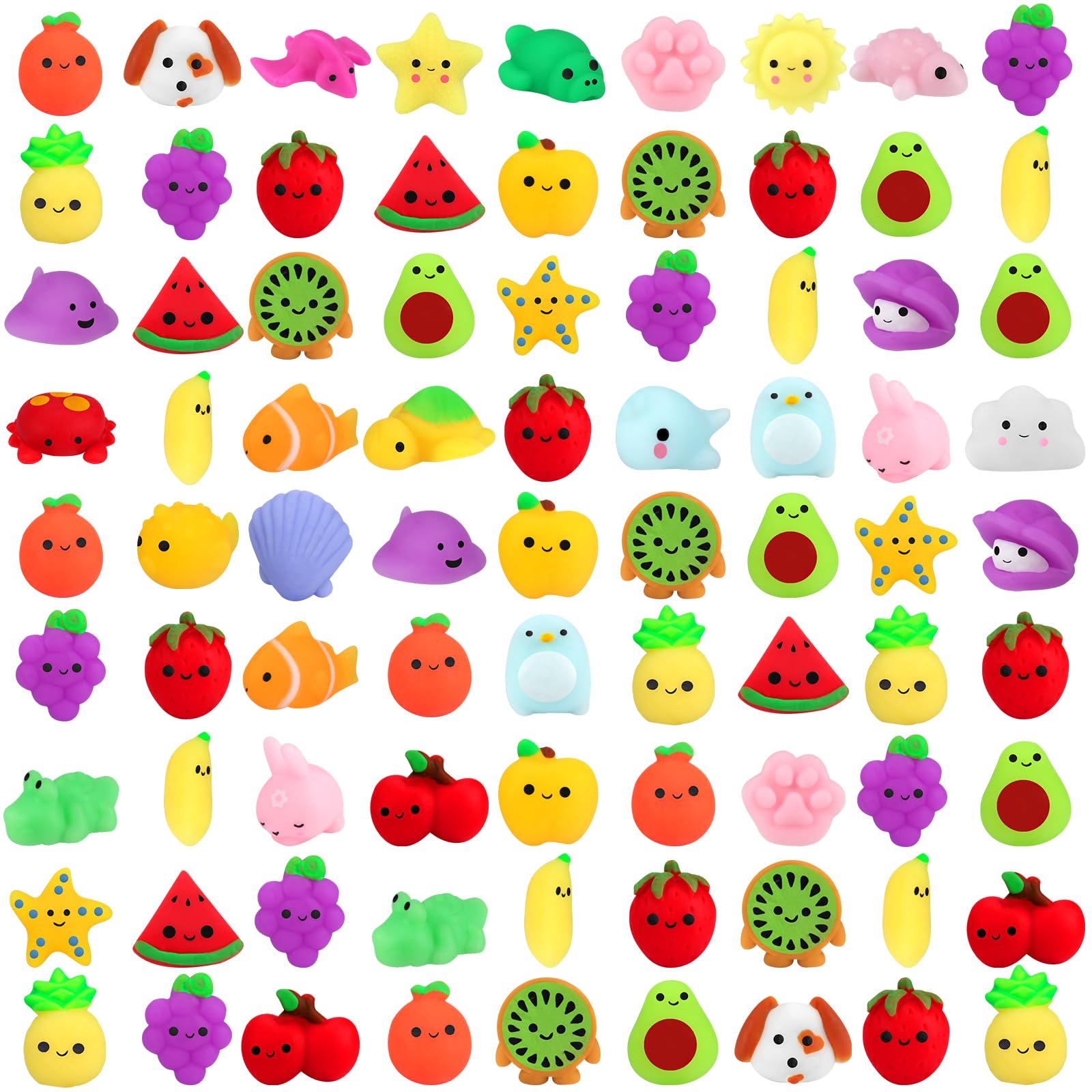 Outee 100 Pcs Mochi Toys With Gift Box, Mini Stress Toys Mochi Animals Animals Dinosaur Kawaii Toys Party Favors For Kids Adults Fidget Toys Birthday Gifts Halloween Toys For Boys Girls