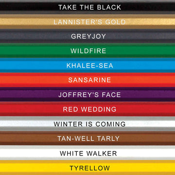 Game of Tones Colored Pencil Set for Fans of Game of Thrones | Set of 12 Parody Pencils | Each Color Pencil is Foil-Stamped with