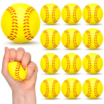 Minatee 12 Pieces Mini Softball Stress Ball Foam Sports Balls Party Favor Tiny Baseball Toys for Stress Relief, Party Bag Gift F