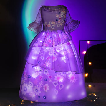 Uporpor Light Up Encanto Isabella Costume Dress For Girls Halloween Party Birthday Princess Dress Up Outfit Madrigal Family Kids
