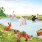 Lc Joycre 5Pcs Swan Figurine Black Swan Figure Goose Toy Swan Toy Rabbit Fox Animal Figure For Toddlers Preschool Animals Figure