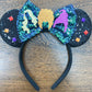CLGIFT Princess Minnie Ears,Pick your color, Flower Minnie Ears, Floral minnie ears, Purple Sparkle Mouse Ears (Hocus Pocus)