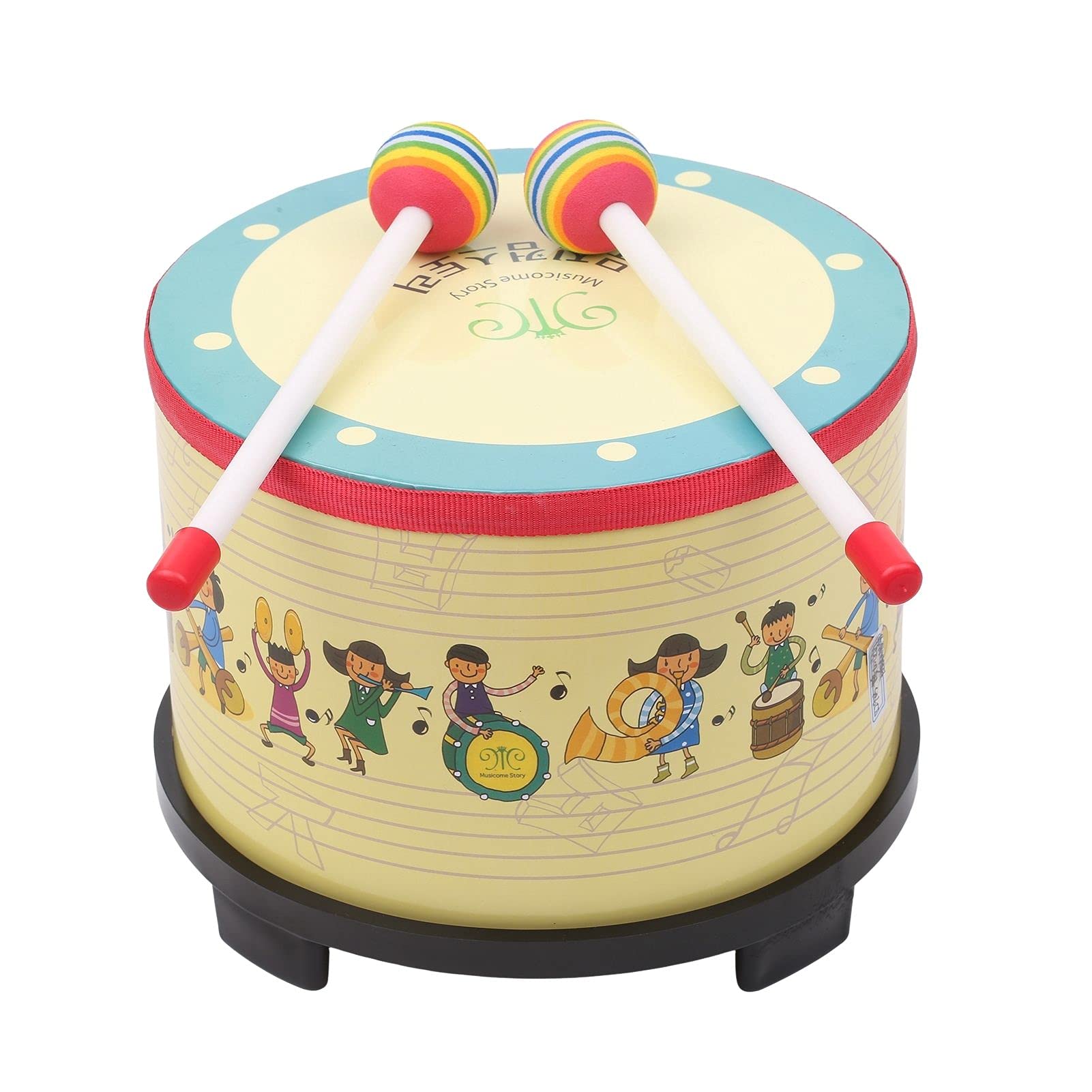 Lilistore 8 Inch Wooden Floor Drum Gathering Club Carnival Percussion Instrument With 2 Mallets For Kids Children